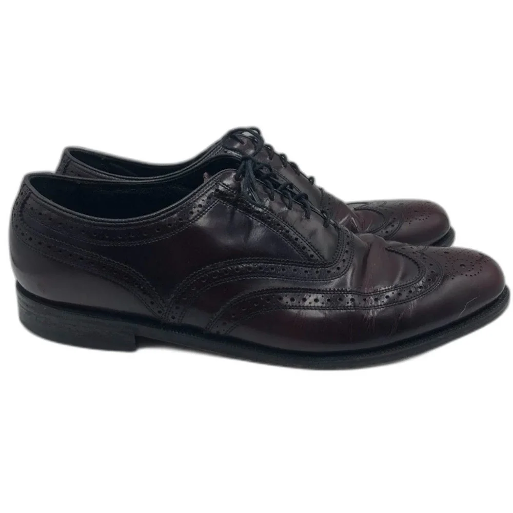 Florsheim Men’s Burgundy Leather Wingtip Oxfords Size 12D Vintage